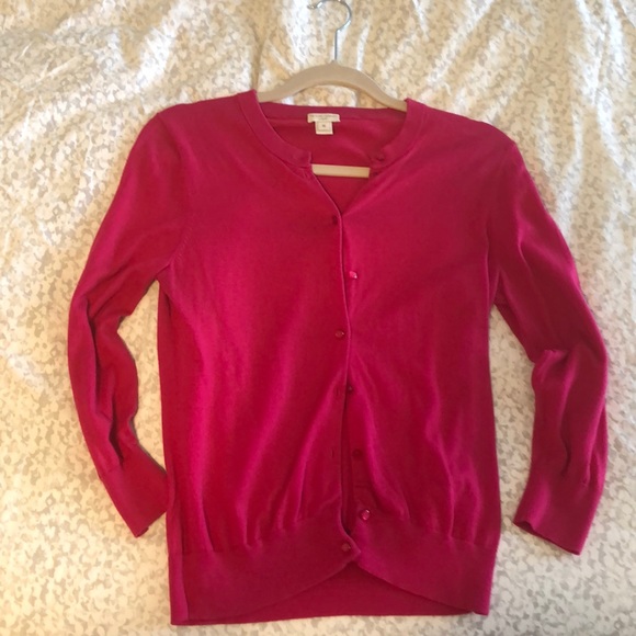 J. Crew Clare Cardigan in Hot Pink - Picture 1 of 4